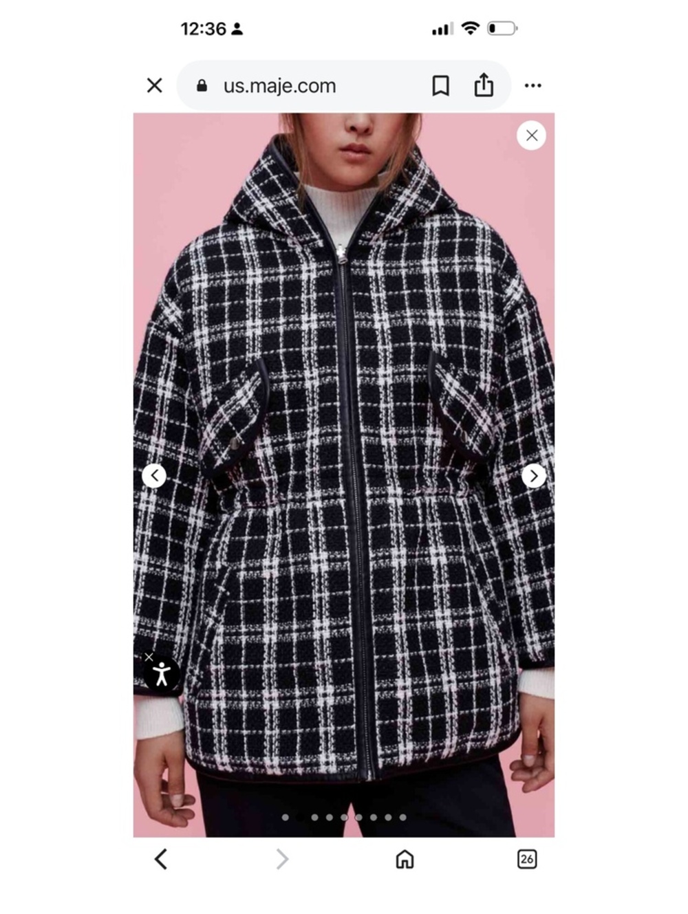 Reversible tweed jacket with hood
